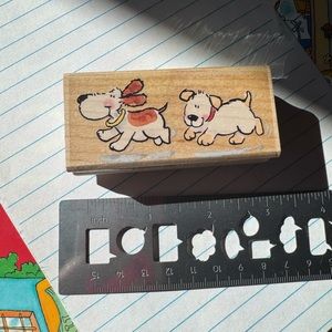 Charming Wooden Dog Stamp